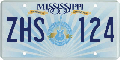 MS license plate ZHS124
