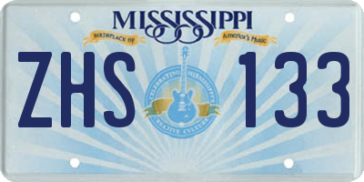 MS license plate ZHS133