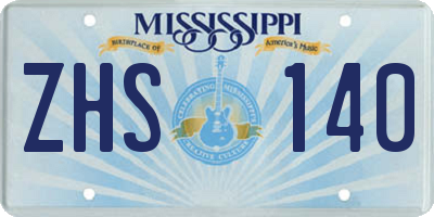 MS license plate ZHS140