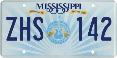 MS license plate ZHS142