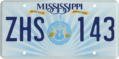 MS license plate ZHS143