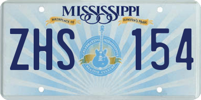 MS license plate ZHS154