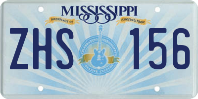 MS license plate ZHS156