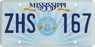 MS license plate ZHS167