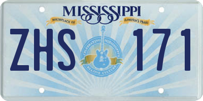 MS license plate ZHS171
