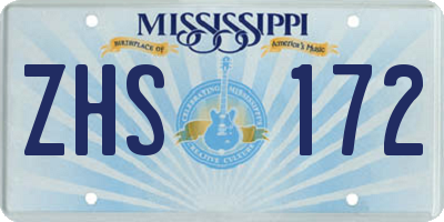 MS license plate ZHS172