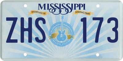 MS license plate ZHS173