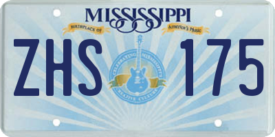 MS license plate ZHS175