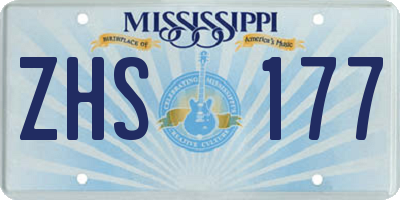 MS license plate ZHS177