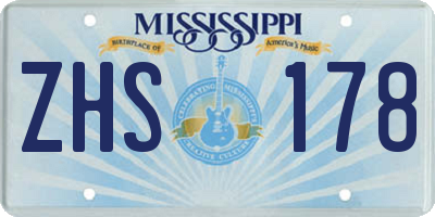 MS license plate ZHS178