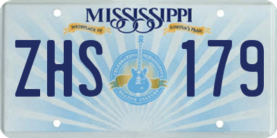 MS license plate ZHS179