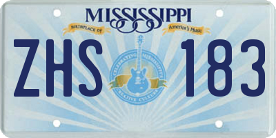 MS license plate ZHS183