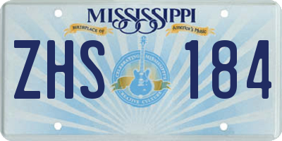 MS license plate ZHS184
