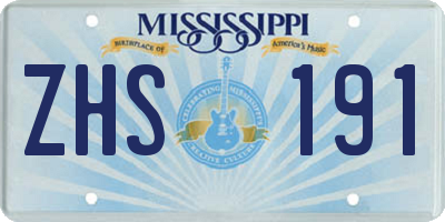 MS license plate ZHS191