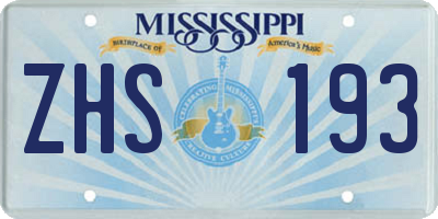 MS license plate ZHS193