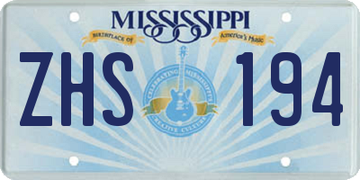 MS license plate ZHS194