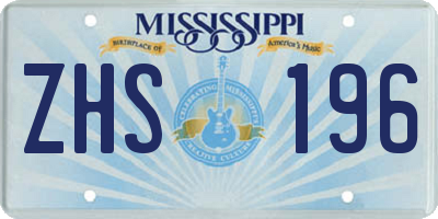 MS license plate ZHS196