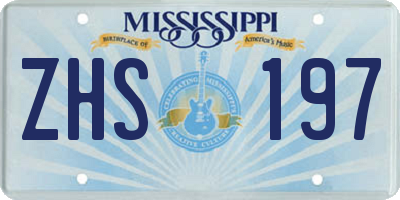 MS license plate ZHS197