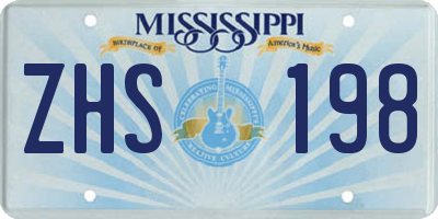 MS license plate ZHS198