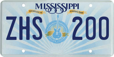 MS license plate ZHS200