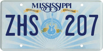 MS license plate ZHS207
