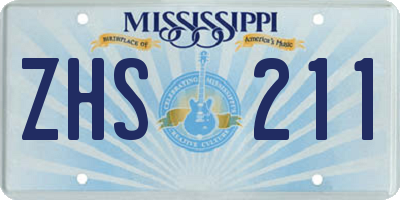 MS license plate ZHS211