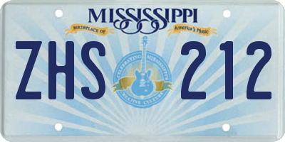 MS license plate ZHS212