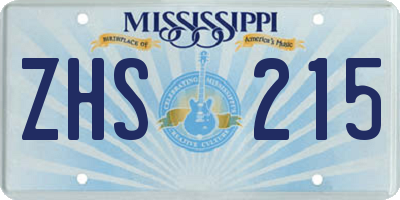 MS license plate ZHS215