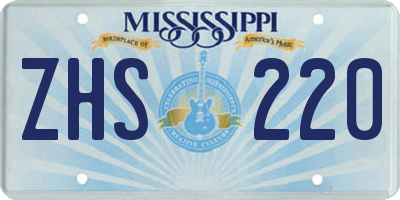 MS license plate ZHS220