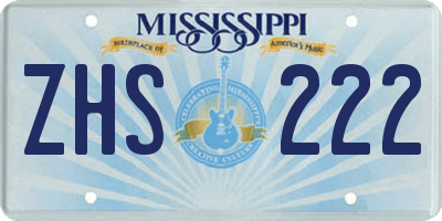 MS license plate ZHS222
