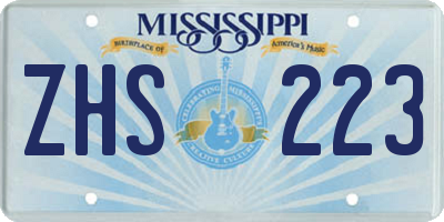 MS license plate ZHS223