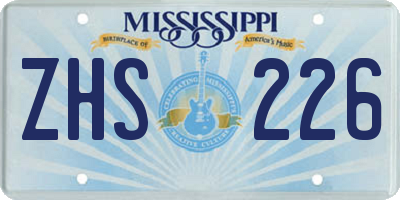 MS license plate ZHS226