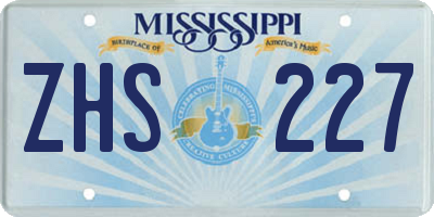 MS license plate ZHS227