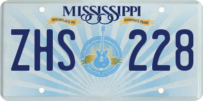 MS license plate ZHS228