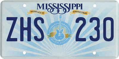 MS license plate ZHS230