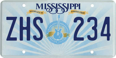 MS license plate ZHS234
