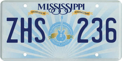 MS license plate ZHS236