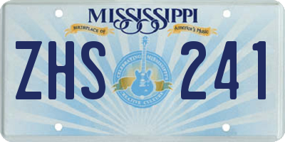 MS license plate ZHS241
