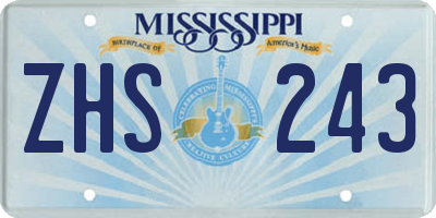 MS license plate ZHS243