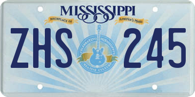 MS license plate ZHS245
