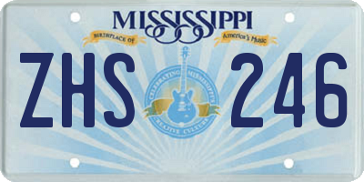 MS license plate ZHS246