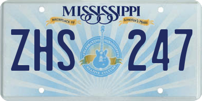 MS license plate ZHS247