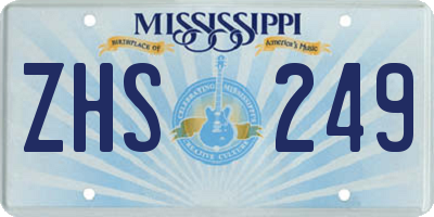 MS license plate ZHS249