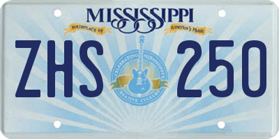 MS license plate ZHS250