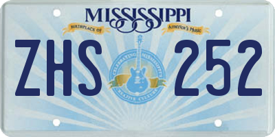 MS license plate ZHS252