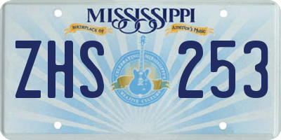 MS license plate ZHS253
