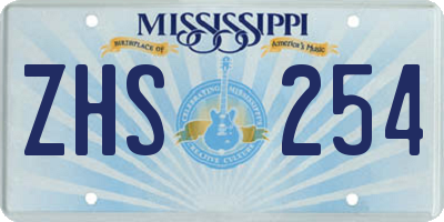 MS license plate ZHS254