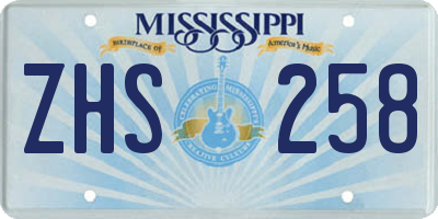 MS license plate ZHS258