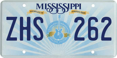 MS license plate ZHS262