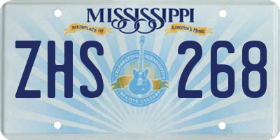 MS license plate ZHS268
